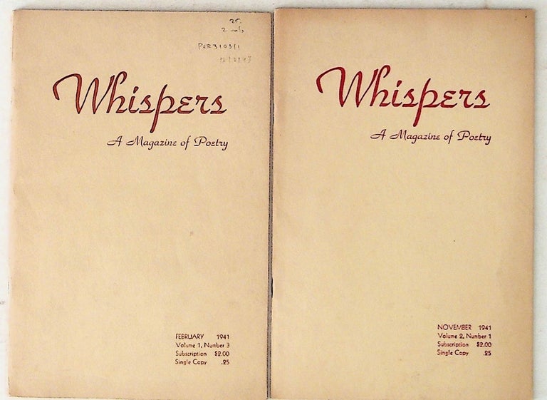 Item #10143 Whispers: A Magazine of Poetry (2 ISSUES). Katherine W. Fulton.