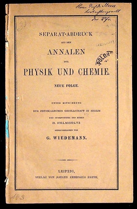 Item #10619 Separat-Abdruck aus den Annalen der Physik und Chemie: Neue Folge. G. Wiedemann