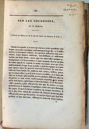 Item #10620 Sur les Couronnes: Extrait des Memoires de la Societe Royale des Sciences de Lille....