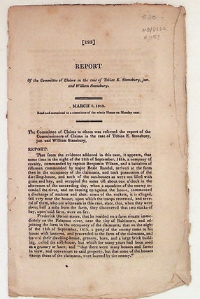 Item #1159 Report of the Committee of Claims in the Case of Tobias E. Stansbury, jun. and William...