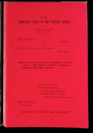 Item #11750 In the Supreme Court of the United States: October Term, 1971. Murray Kaplan,...