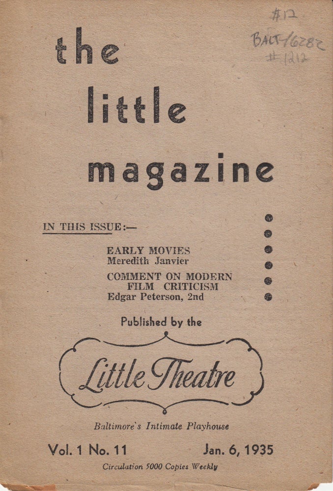 Item #1212 The Little Magazine, Vol. 1, No. 11. Jan. 6, 1935. Unknown.
