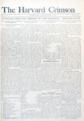 The Harvard Crimson. Volume 53 Nos. 1-105, Feb. 10, 1908 - June 19, 1908