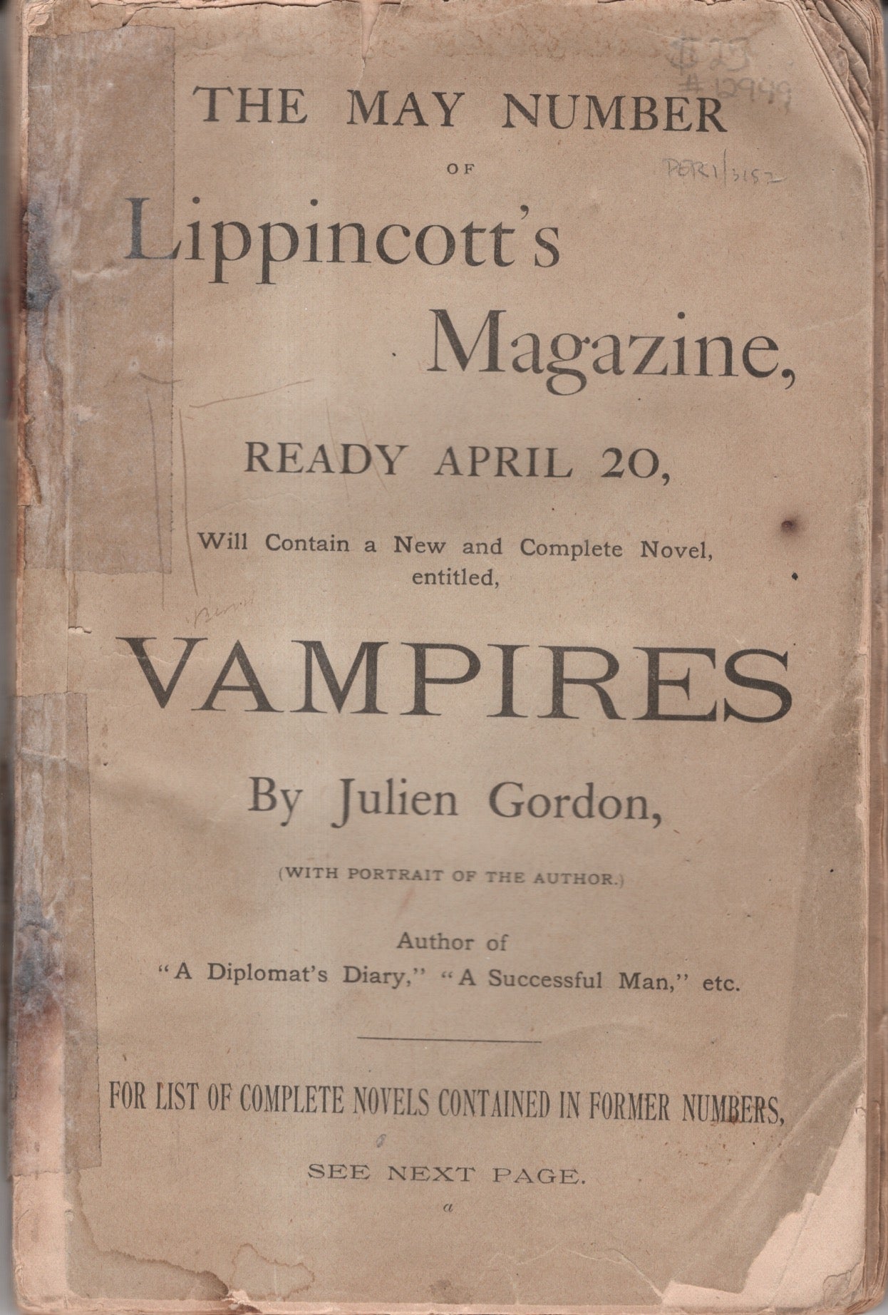Magazine.　Monthly　Olney　Lippincott's　Ellen　Maidens　Choosing　1891.　April,　Kirk
