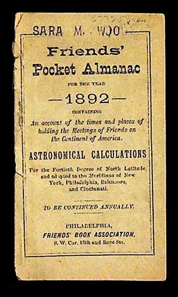 Item #14410 Friends' Pocket Almanac for the Year 1892. Unknown