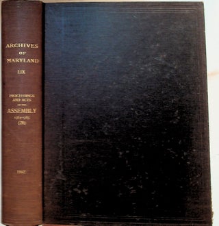 Item #1475 Archives of Maryland LIX. Proceedings and Acts of the General Assembly of Maryland...