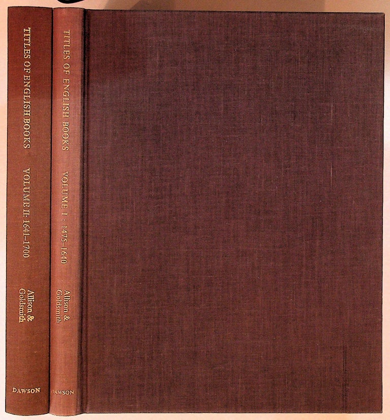 Item #19918 Titles of English Books (and of Foreign Books Printed in England). An Alphabetical Finding-list By Title of Books Published Under the Author's name, Pseudonym or Initials. Two Volumes. A. F. And V. F. Goldsmith Allison.