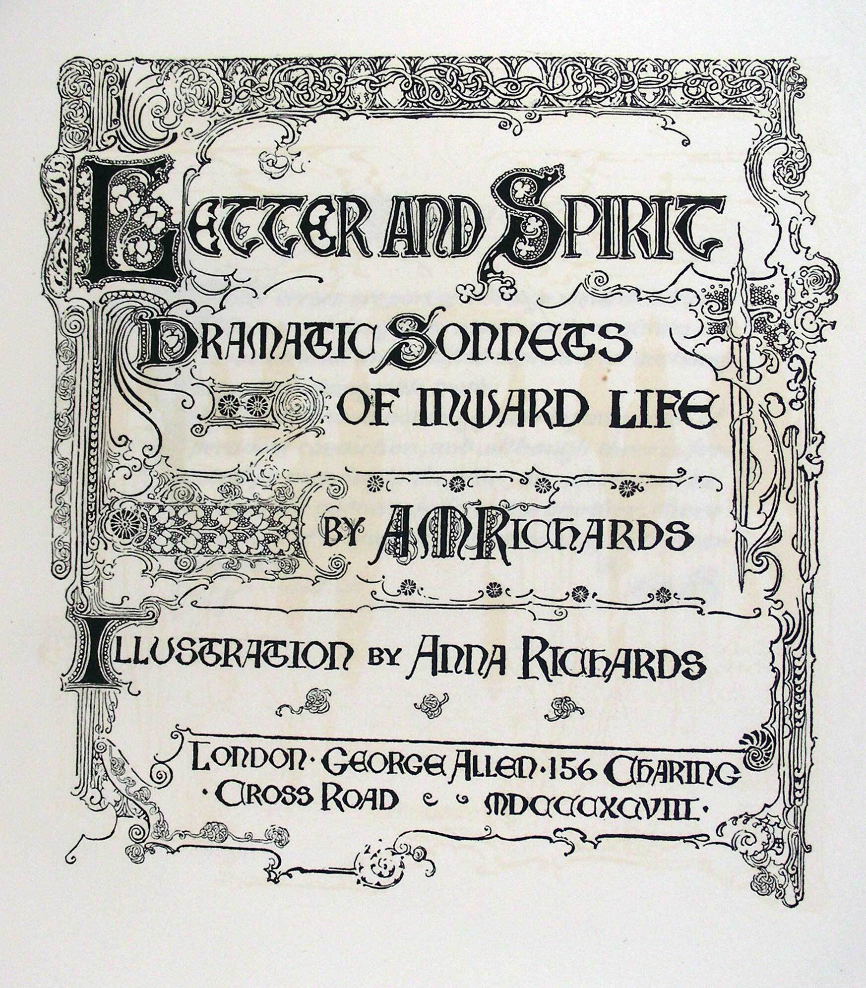 Letter And Spirit Dramatic Sonnets Of Inward Life A M Richards Letter and spirit dramatic sonnets of inward life a m richards