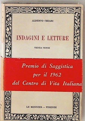 Item #20961 Indagini e Letture. Terza Serie. Alberto Chiari