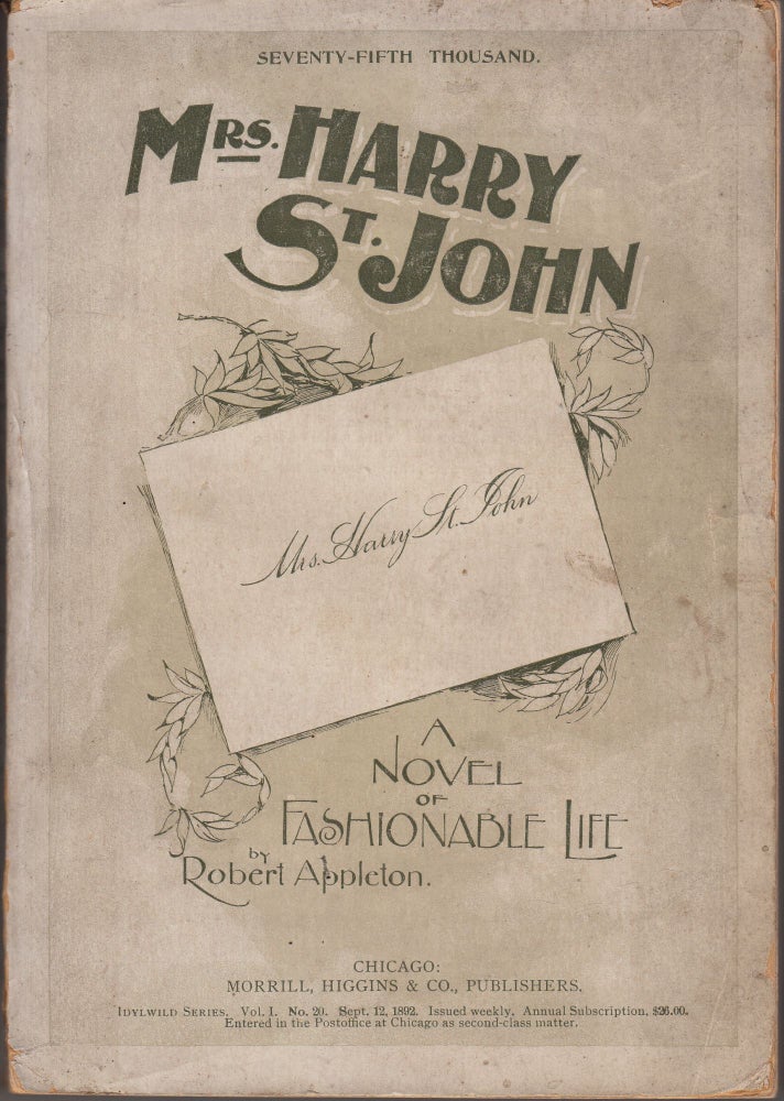 Item #20977 Mrs. Harry St. John. A Novel of Fashionable Life. Robert Appleton.
