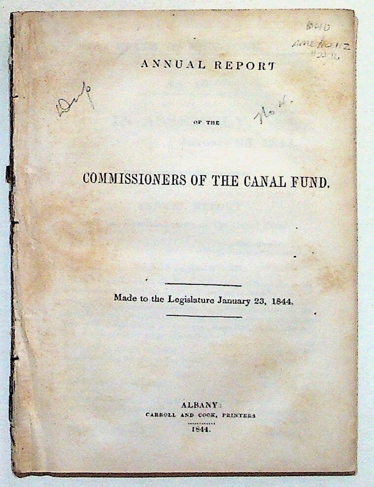 Item #2276 Annual Report of the Commissioners of the Canal Fund. New York Canals.