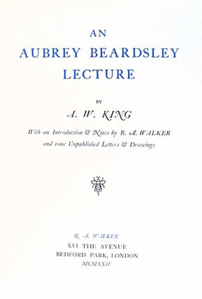 An Aubrey Beardsley Lecture