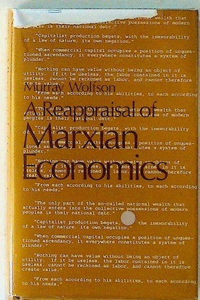 Item #23629 A Reappraisal of Marxian Economics. Murray Wolfson