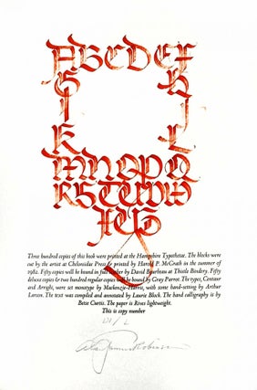 An Odd Bestiary, or a compendium of instructive and entertaining descriptions of animals, culled from five centuries of travelers' accounts, natural histories, zoologies, &tc., by authors famous and obscure, arranged as an Abecedary. Designed and illustrated by Alan James Robinson text compiled and annotated by Laurie Block. 2 Volumes