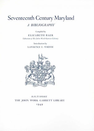 Seventeenth Century Maryland: A Bibliography