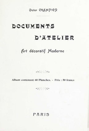 Documents d'Atelier. Art Decoratif Moderne