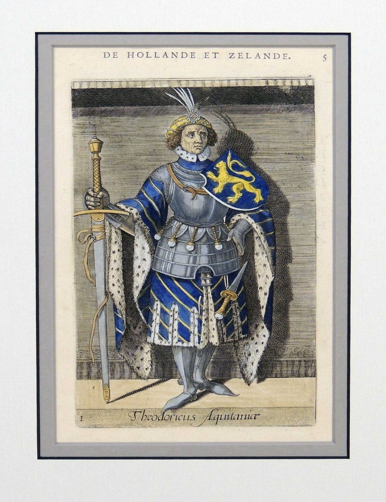 Item #27223 Print of the Count Theodoricus Aquintanice from Le Vies et Alliances des Comtes de Hollande et Zelande, Seignevrs de Frise. Philippe Galle.