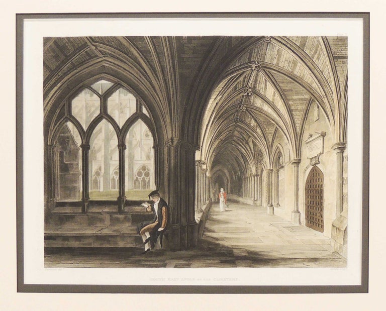 Item #27243 Aquatint-Engraving of the South East Angle of the Cloisters from The History of the Abbey Church or St. Peter's Westminster: Its Antiques and Monuments. Rudolph Ackermann.