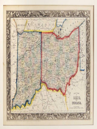 Item #27282 County Map of Ohio and Indiana. Samuel Augustus Mitchell