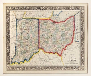 Item #27282 County Map of Ohio and Indiana. Samuel Augustus Mitchell