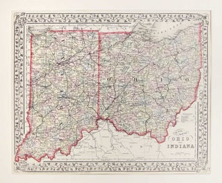 Item #27285 County Map of Ohio and Indiana. Samuel Augustus Mitchell