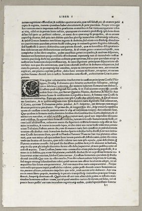 Item #27479 Incunabule Leaf from Ciceronis Orationes, diligetius recognite, et aptiore serie...