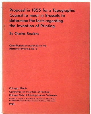 Item #27794 Proposal in 1855 for Typographic Council meet in Brussels to determine the facts...