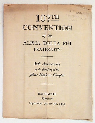Item #27889 107th Convention of the Alpha Delta Phi Fraternity. 50th Anniversary of the Founding...