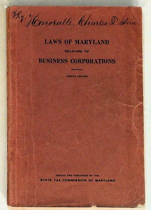 Item #28315 Laws of Maryland Relating to Business Corporations. Unknown