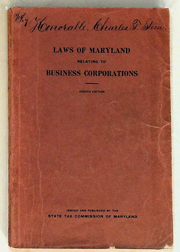 Item #28315 Laws of Maryland Relating to Business Corporations. Unknown.