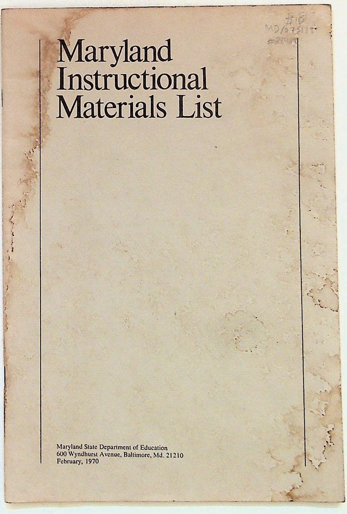 Item #28488 Maryland Instructional Materials List. Unknown.