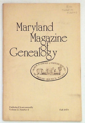 Item #28563 Maryland Magazine of Genealogy. Vol. 2, No. 2, Fall, 1979