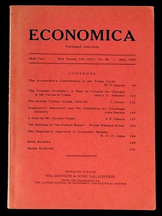 Item #28639 Economica. Published Quarterly. 35th Year, New Series, Volume XXII, Number 86. May,...