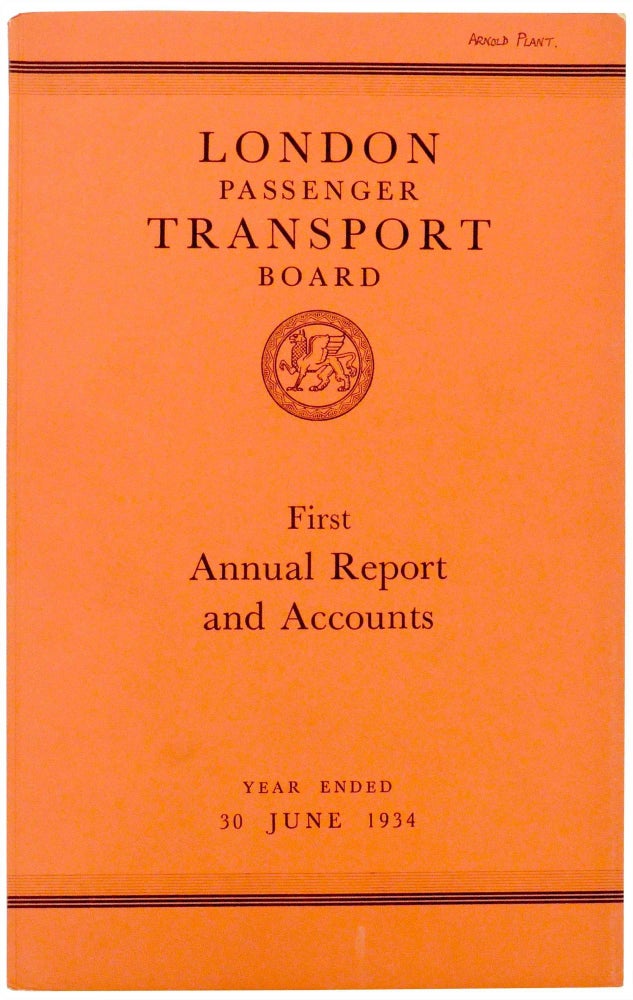 Item #28699 London Passenger Transport Board. First Annual Report and Statement of Accounts and Statistics for the Year Ended 30 June 1934. London Passenger Transport Board.
