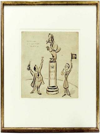 Item #28895 Original caricature of opening night at the Duke of York's Theatre. Max Beerbohm