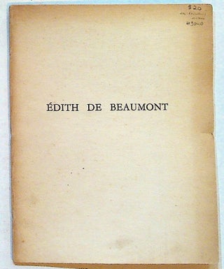 Item #3040 Edith De Beaumont: Notes et Meditations. Edith De Beaumont
