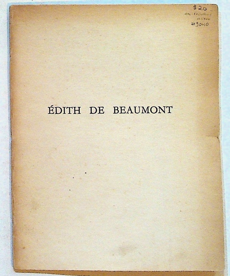 Item #3040 Edith De Beaumont: Notes et Meditations. Edith De Beaumont.
