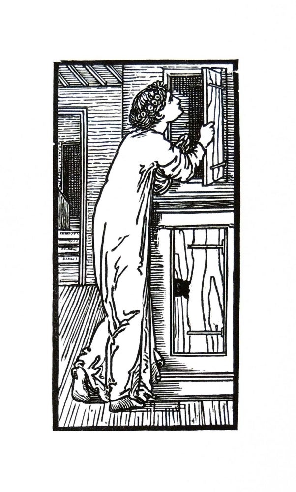Item #30557 The Story of Cupid and Psyche: Psyche Looking into the Cupboard. PRINT. William Morris, Edward Burne-Jones.