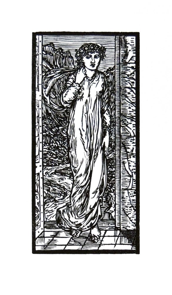 Item #30560 The Story of Cupid and Psyche: Psyche Entering the Court of the Palace. PRINT. William Morris, Edward Burne-Jones.