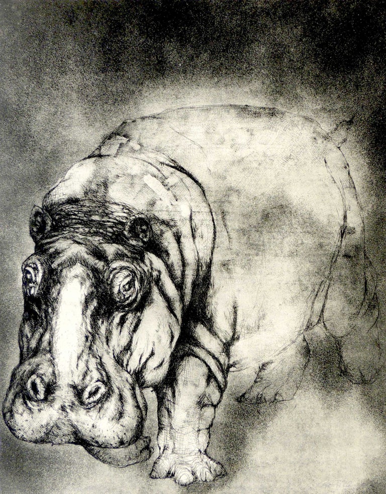 Item #31309 Hippo Walk [Original Print]. Cheloniidae Press, Alan James Robinson, artist.