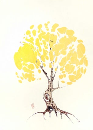 Item #31333 Ginko Tree Original Marbled Graphic. Robert Wu