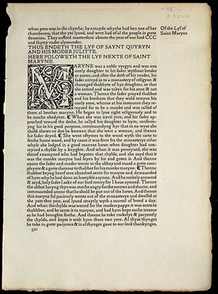 Item #32647 The Golden Legend [Disbound page]. Kelmscott Press, William Caxton