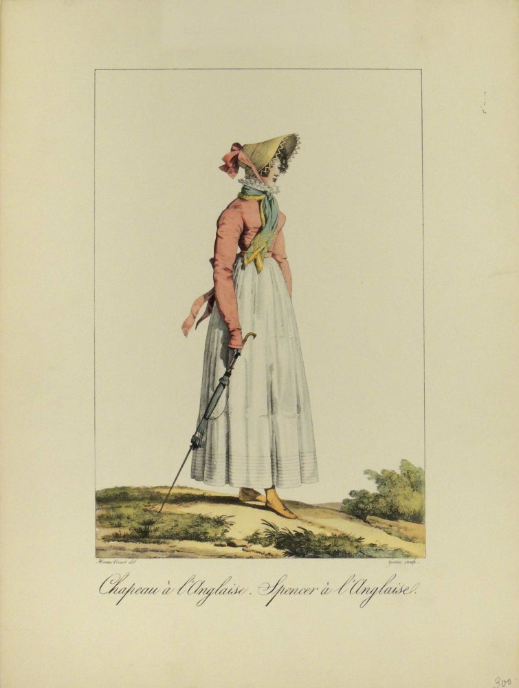 Item #33815 Fashion Print - Capeau a l'Anglaise. Spencer a l'Anglaise. George Gatine, Horace Vernet, engraver, designer.