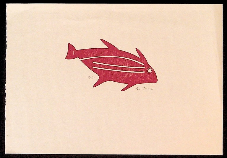Item #34052 Linocut of Fish. Unknown.