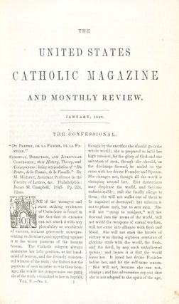 United States Catholic Magazine and Monthly Review Containing Chiefly Original Articles, A Summary of Ecclesiastical Intelligence, Etc. Volume V (5) 1846