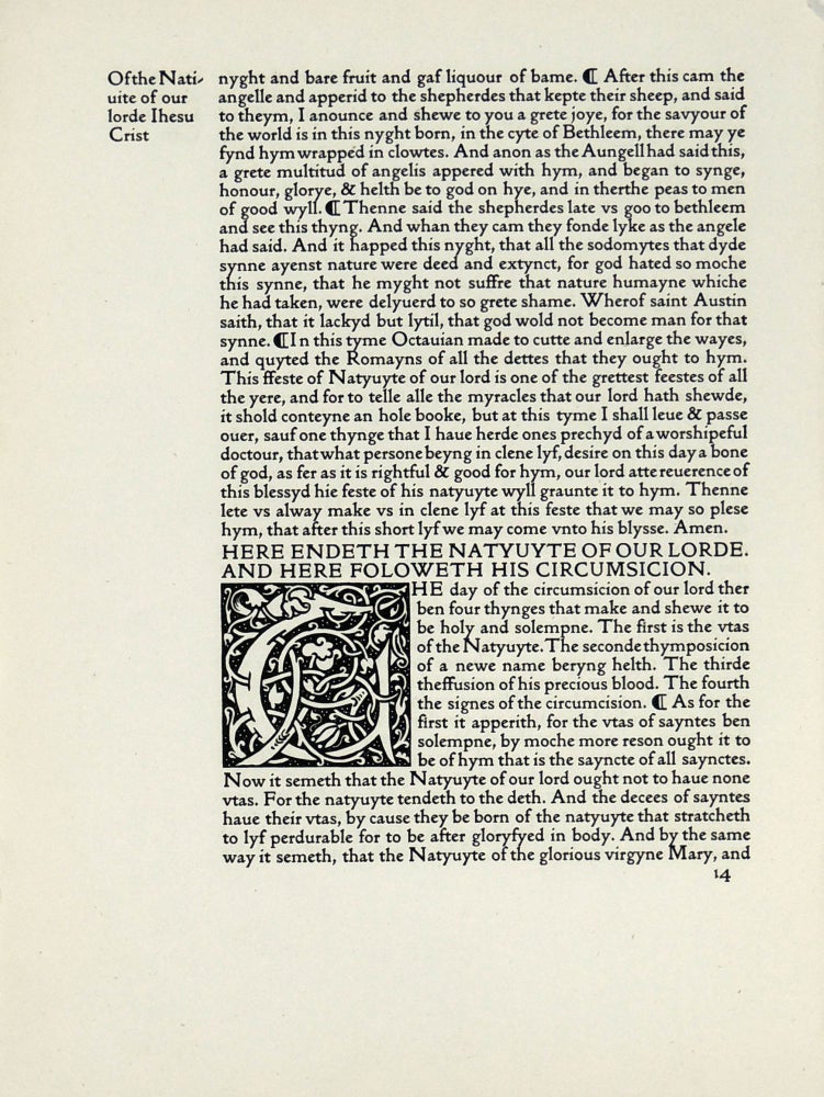 Item #34174 Six leaves from The Golden Legend. Kelmscott Press, Jacobus de Voragine, William Caxton, and printer.