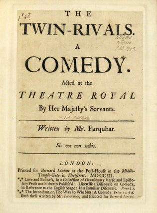 The Twin-Rivals. A Comedy. Acted at the Theatre Royal by Her Majesty's Servants