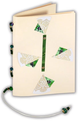 Item #35034 Decorated Cordenons paper book. Claire Jeanine Satin