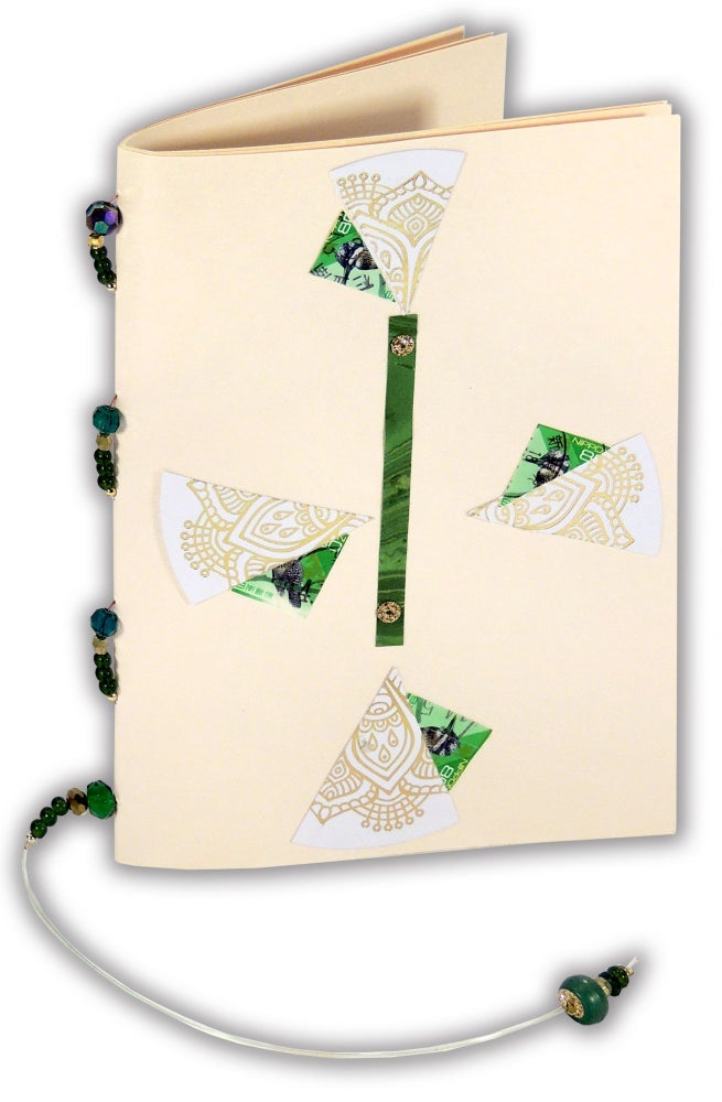 Item #35034 Decorated Cordenons paper book. Claire Jeanine Satin.