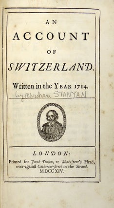An Account of Switzerland Written in the Year 1714